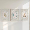 Load image into Gallery viewer, Personalised Teddy Bear Nursery Prints – Blue Monogram Wall Art Set - RoseRowanDesign - 
