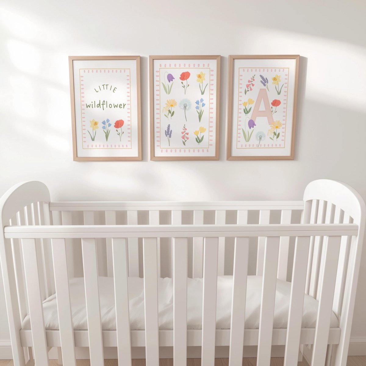 Personalised Wildflower Nursery Print Set - Custom Name Art for Girls Room Decor - RoseRowanDesign - 