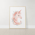 Load image into Gallery viewer, Pink Boho Unicorn Nursery Wall Art | Set of 3 | Girls' Bedroom and Playroom Decor - RoseRowanDesign - 

