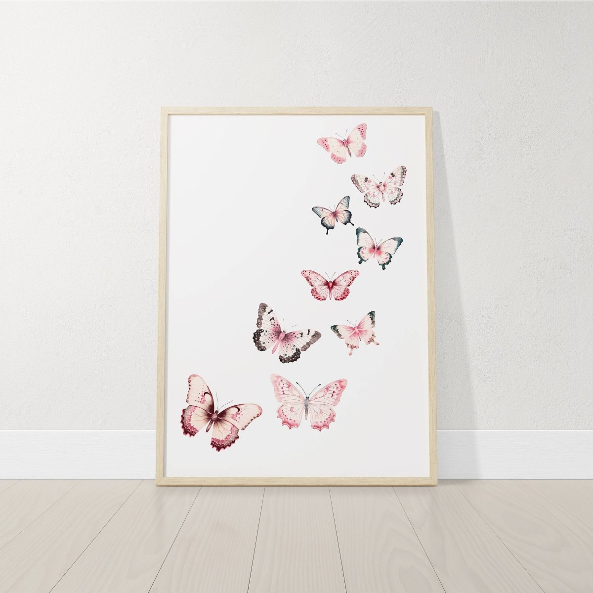 Pink Butterflies Nursery Wall Art | Set of 3 | Boho Decor for Baby Girls' Room - RoseRowanDesign - 