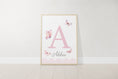 Load image into Gallery viewer, Pink Butterfly Personalised Nursery Prints | Set of 3 | Decor for Baby Girls' Room - RoseRowanDesign - 
