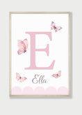 Load image into Gallery viewer, Pink Butterfly Personalised Nursery Prints | Set of 3 | Decor for Baby Girls' Room - RoseRowanDesign - 
