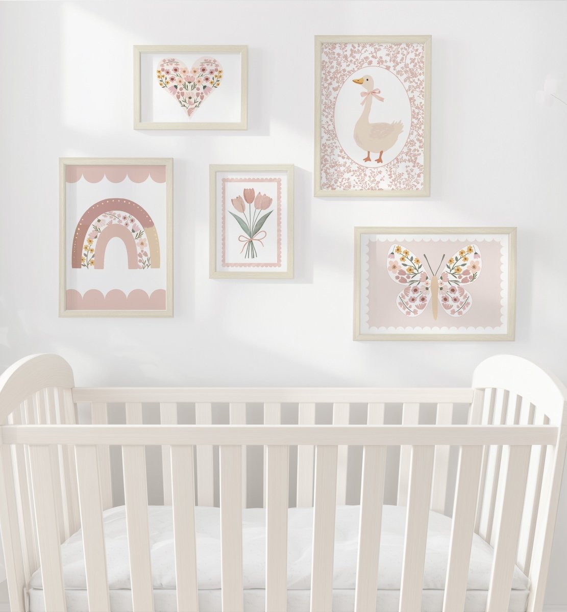 Pink Wildflower Nursery Gallery Wall Art Set – Girls Floral Prints - RoseRowanDesign - Wall Art