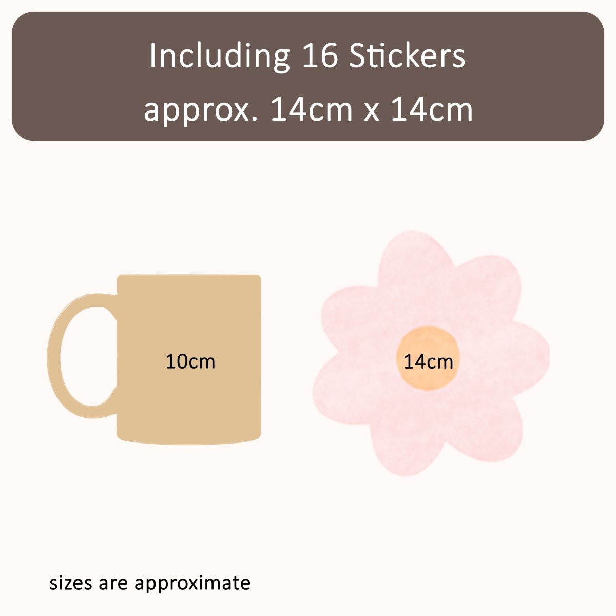 Premium Fabric Nursery Wall Stickers - Daisies - Pink & Beige - RoseRowanDesign - 