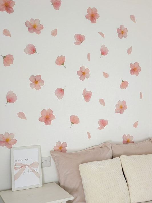 Premium Fabric Nursery Wall Stickers - Pink Cherry Blossom - RoseRowanDesign - 