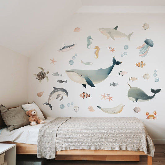 Premium Fabric Nursery Wall Stickers - Sea Life - RoseRowanDesign - 