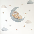 Load image into Gallery viewer, Premium Fabric Nursery Wall Stickers - Teddy Moon & Stars - 3 Colours Available - RoseRowanDesign - 
