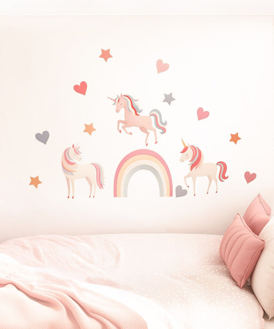 Large Unicorn & Rainbow Fabric Wall Stickers