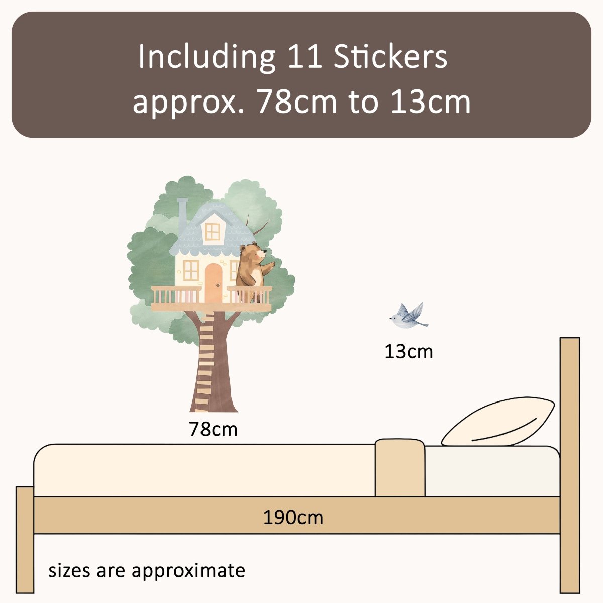 Premium Fabric Nursery Wall Stickers - Whimsical Tree House - RoseRowanDesign - 