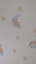 Load and play video in Gallery viewer, Sleeping Bear & Stars Wall Stickers | Removable Fabric Nursery Decals

