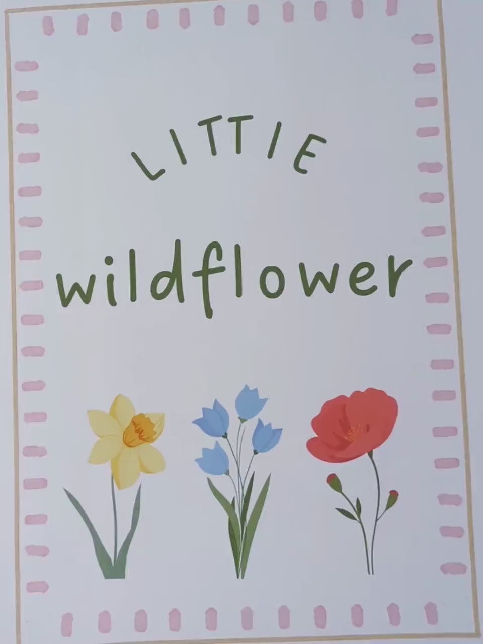 Personalised Wildflower Initial Nursery Print Set for Girls, Custom Name Art for Baby Girl Room or Toddler Bedroom Wall Decor, Framed Gift