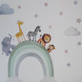 Load and play video in Gallery viewer, Premium Fabric Nursery Wall Stickers - Rainbow Safari Animals - 8 Colours Available
