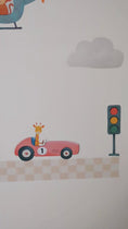Load and play video in Gallery viewer, Animal Adventure Road Wall Stickers | Removable Fabric Nursery Scene Decals
