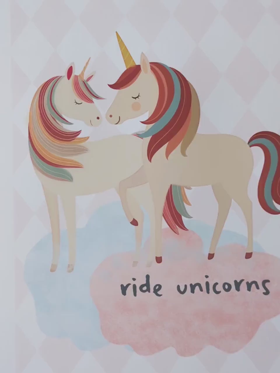 Swim with Mermaids Dance with a Fairy Ride Unicorns Print Set, Whimsical Girls Nursery Wall Art, Pastel Magical Bedroom Decor, Framed Gift