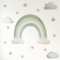Load image into Gallery viewer, Premium Fabric Nursery Wall Stickers - Rainbow Stars and Clouds - 8 Colours Available - RoseRowanDesign
