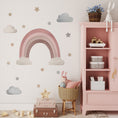 Load image into Gallery viewer, Premium Fabric Nursery Wall Stickers - Rainbow Stars and Clouds - 8 Colours Available - RoseRowanDesign
