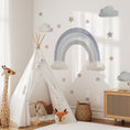 Load image into Gallery viewer, Premium Fabric Nursery Wall Stickers - Rainbow Stars and Clouds - 8 Colours Available - RoseRowanDesign
