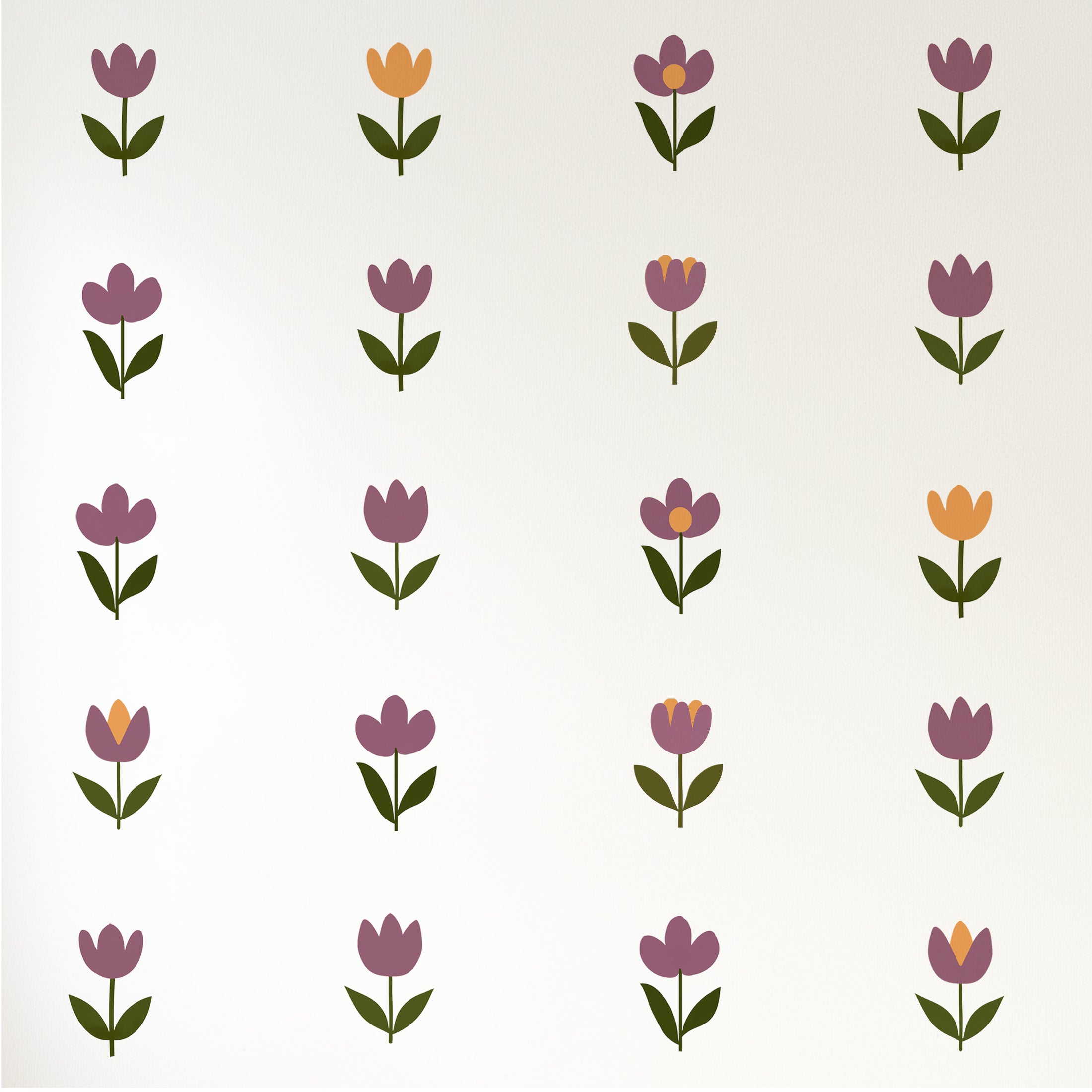 Premium Fabric Nursery Wall Stickers - Retro Flowers - RoseRowanDesign