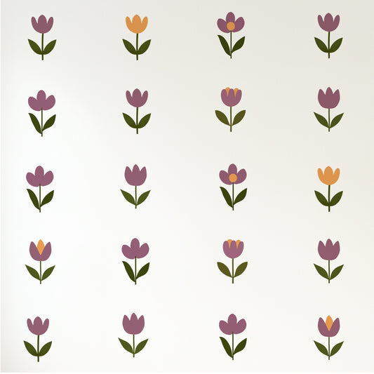 Premium Fabric Nursery Wall Stickers - Retro Flowers - RoseRowanDesign
