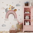 Load image into Gallery viewer, Premium Fabric Nursery Wall Stickers - Rainbow Safari Animals - 8 Colours Available - RoseRowanDesign
