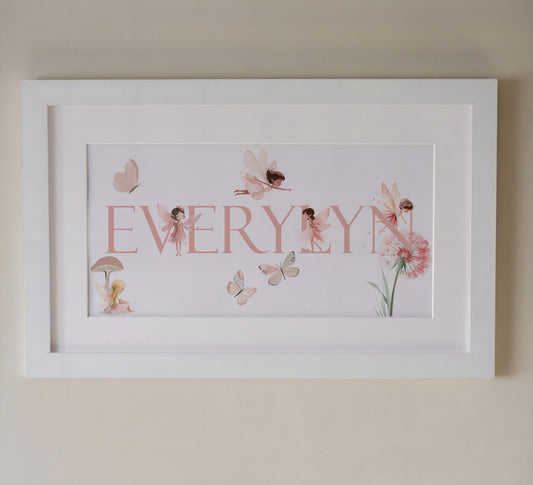 Personalised Panoramic Framed Print | Fairy | Oak or White Frame with Mount Included - RoseRowanDesign