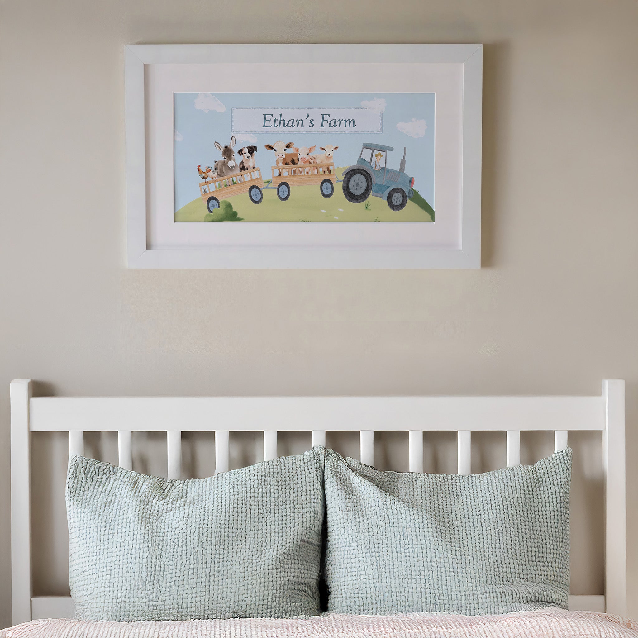 Personalised Panoramic Framed Print | Farm Tractor | Oak or White Frame with Mount Included - RoseRowanDesign