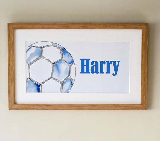 Personalised Panoramic Framed Print | Football | Oak or White Frame with Mount Included - RoseRowanDesign