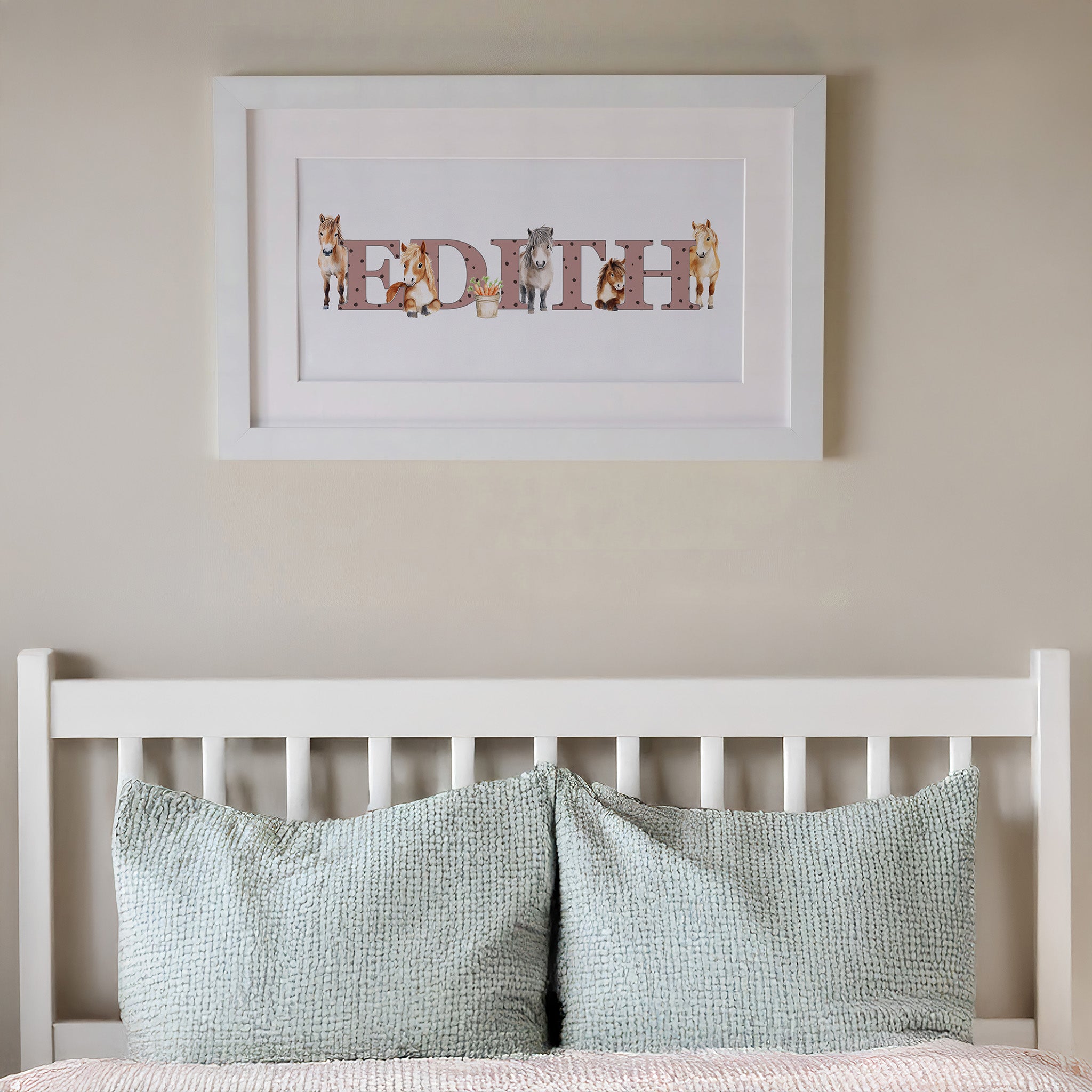 Personalised Panoramic Framed Print | Pony | Oak or White Frame with Mount Included - RoseRowanDesign