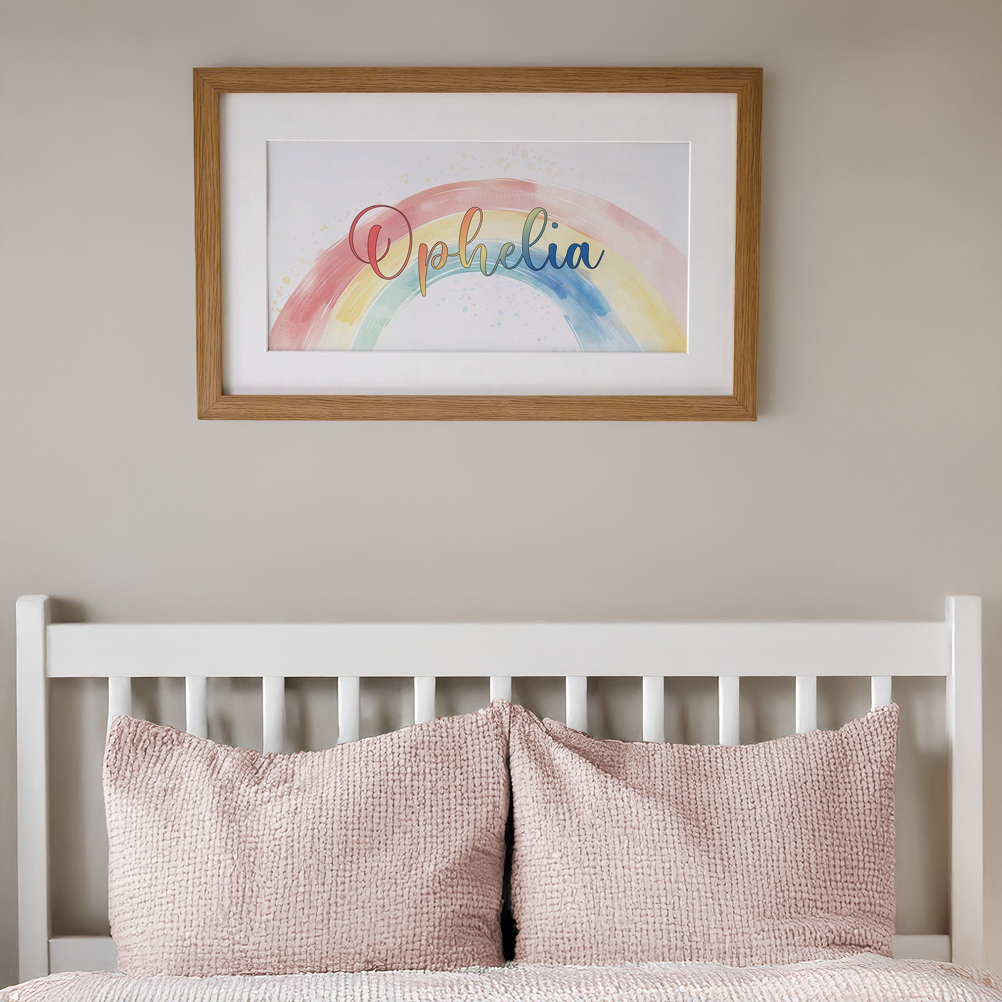 Personalised Panoramic Framed Print | Rainbow | Oak or White Frame with Mount Included - RoseRowanDesign