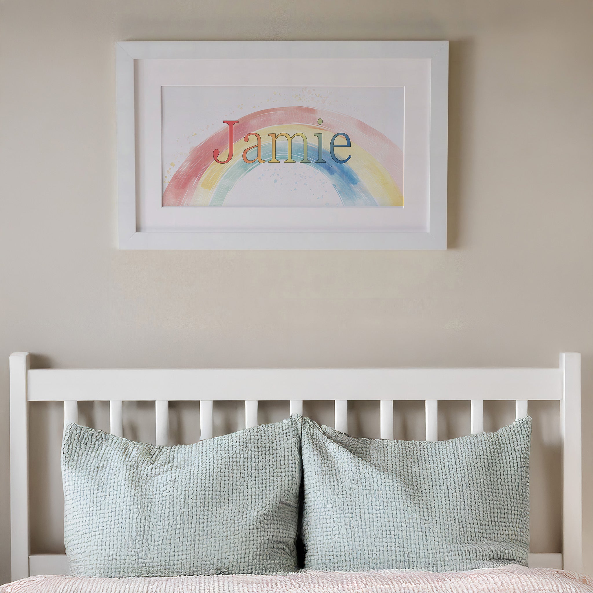 Personalised Panoramic Framed Print | Rainbow | Oak or White Frame with Mount Included - RoseRowanDesign