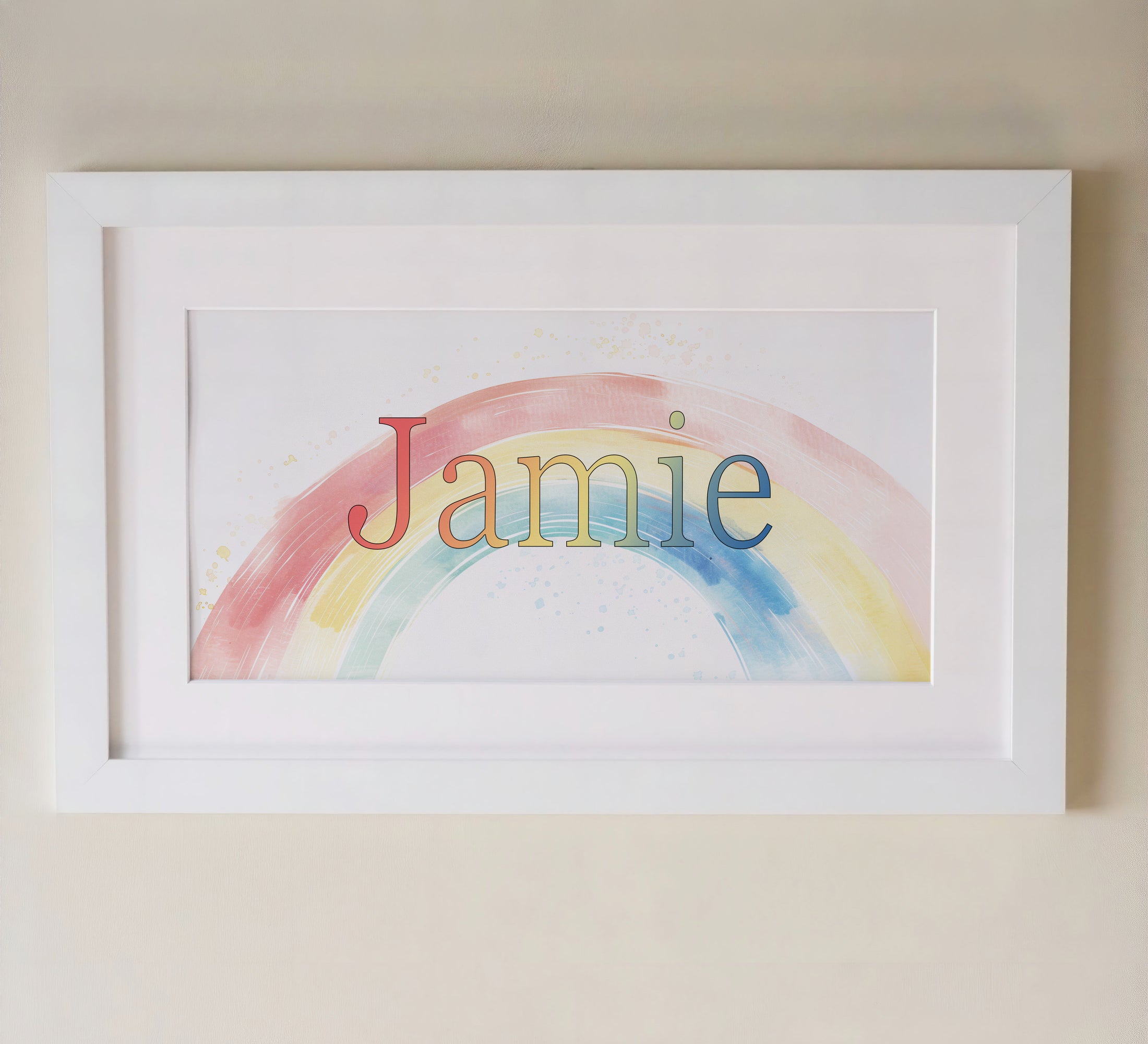 Personalised Panoramic Framed Print | Rainbow | Oak or White Frame with Mount Included - RoseRowanDesign