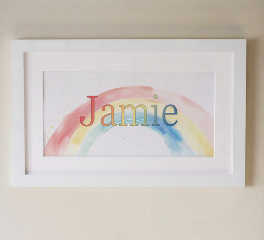 Personalised Panoramic Framed Print | Rainbow | Oak or White Frame with Mount Included - RoseRowanDesign