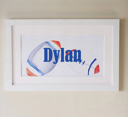 Personalised Panoramic Framed Print | Rugby | Oak or White Frame with Mount Included - RoseRowanDesign