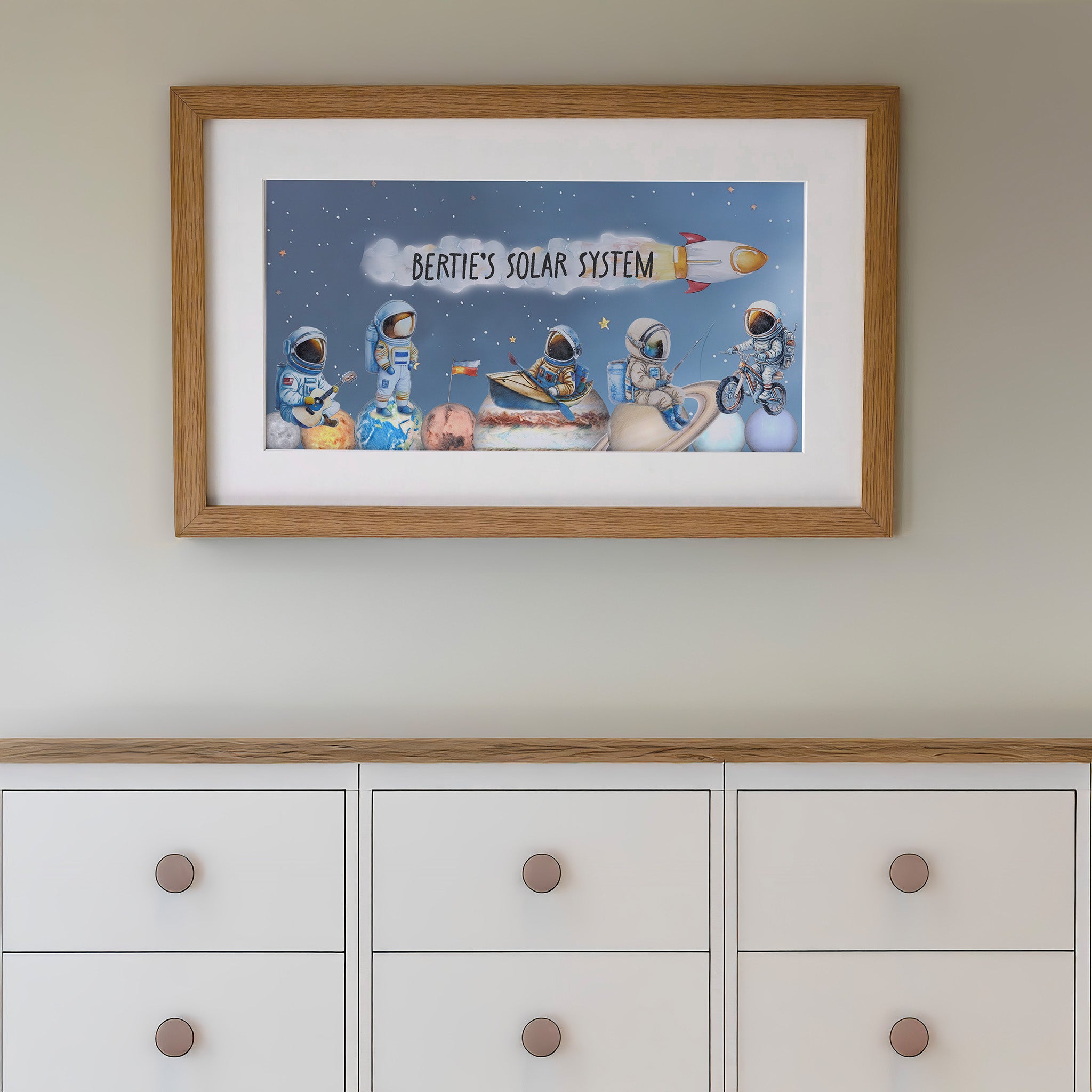 Personalised Panoramic Framed Print | Space | Oak or White Frame with Mount Included - RoseRowanDesign