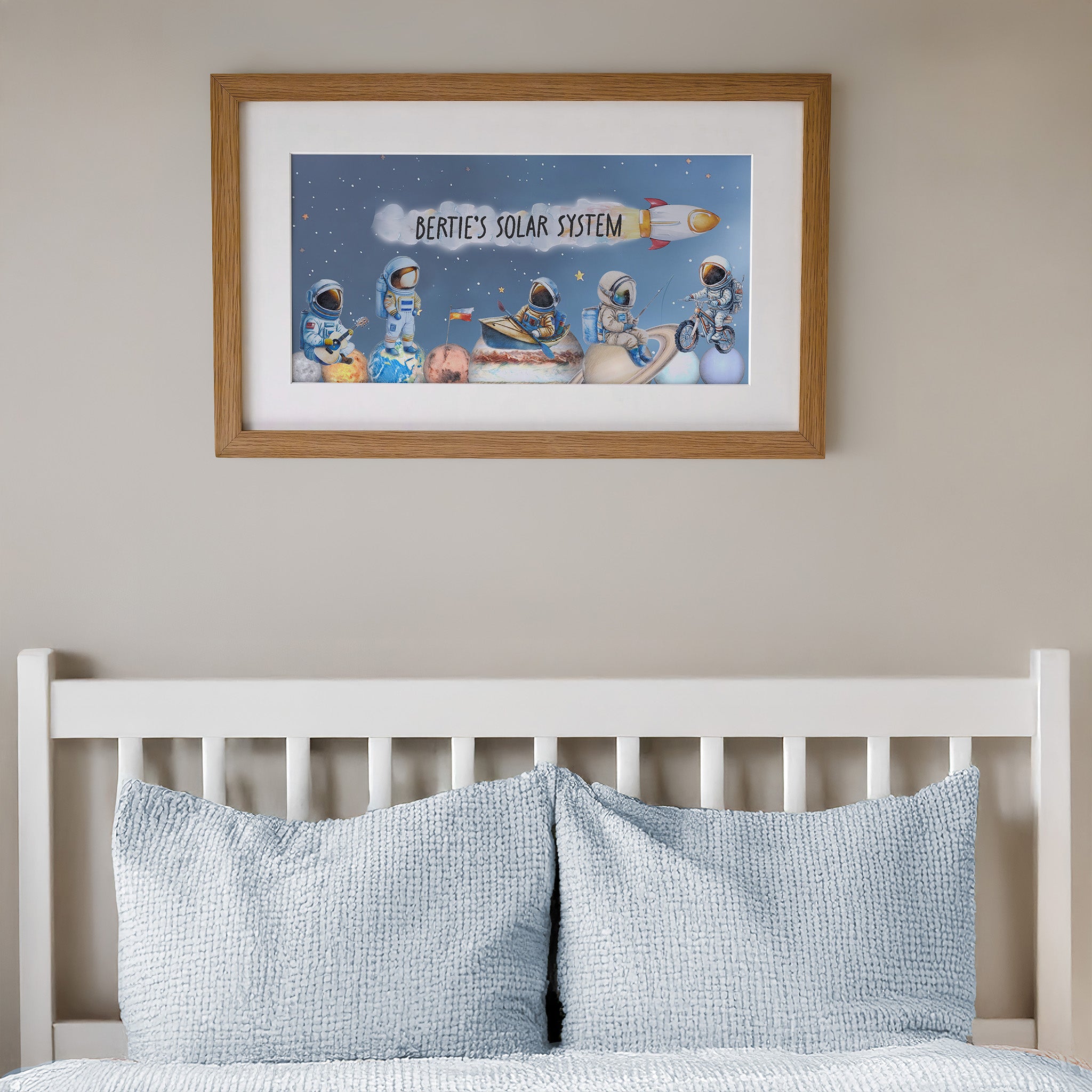 Personalised Panoramic Framed Print | Space | Oak or White Frame with Mount Included - RoseRowanDesign