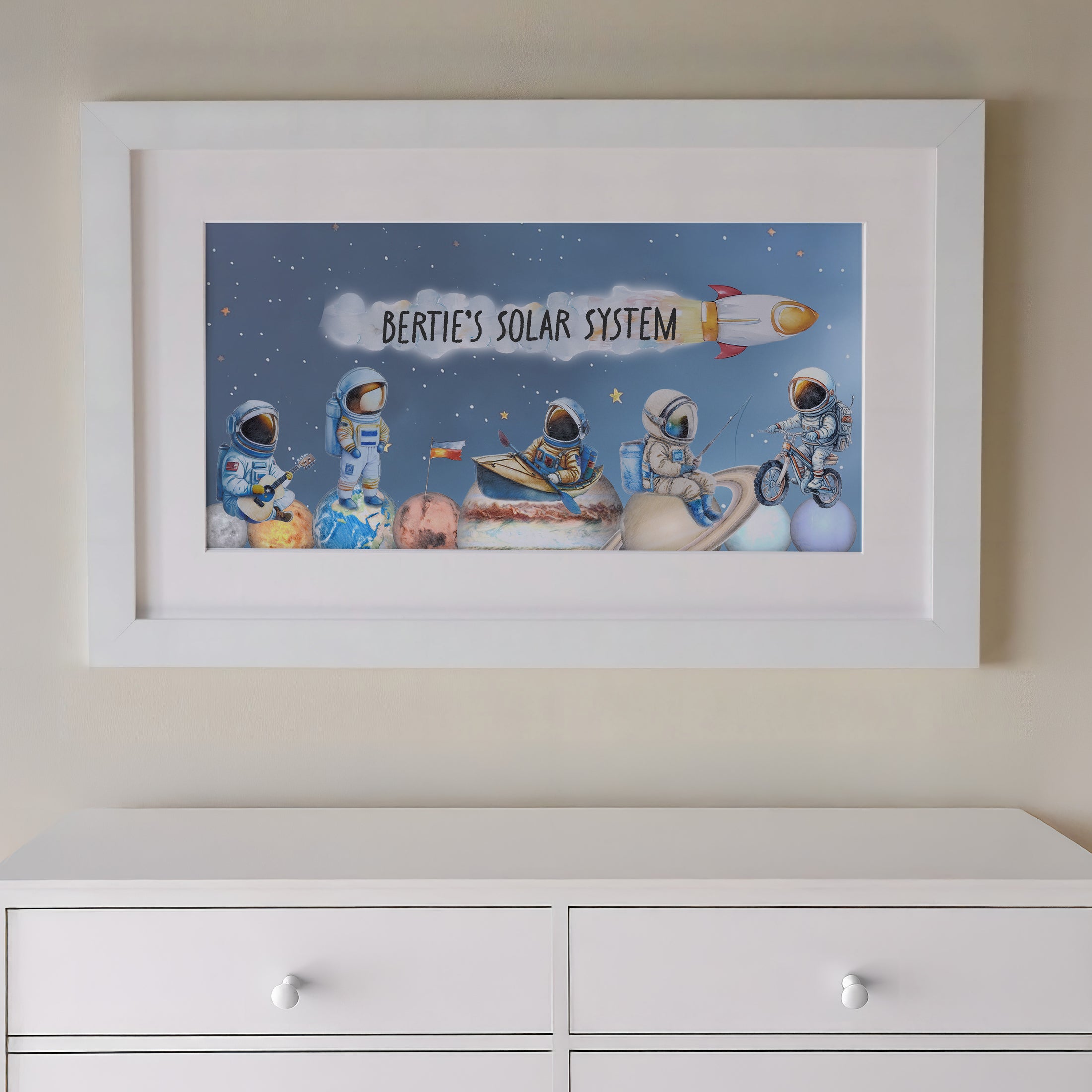 Personalised Panoramic Framed Print | Space | Oak or White Frame with Mount Included - RoseRowanDesign