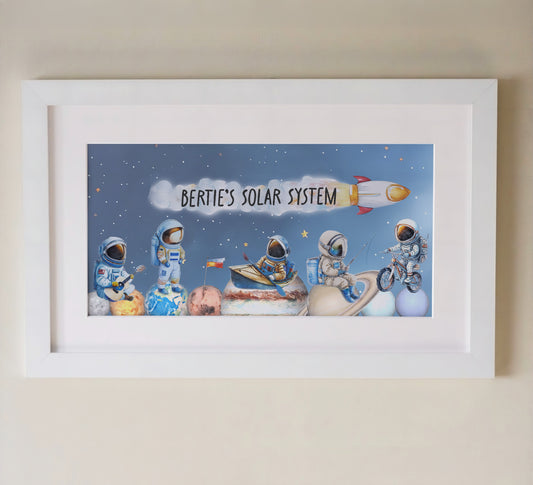 Personalised Panoramic Framed Print | Space | Oak or White Frame with Mount Included - RoseRowanDesign