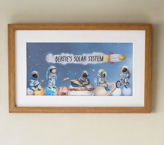 Personalised Panoramic Framed Print | Space | Oak or White Frame with Mount Included - RoseRowanDesign