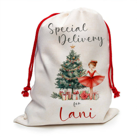 Santa Sack, Personalised Christmas Toy Bag - Large - Nutcracker Ballerina - RoseRowanDesign