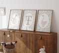 Load image into Gallery viewer, Goose Personalised Nursery Wall Art | Set of 3 | Sage Green - RoseRowanDesign
