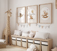Load image into Gallery viewer, Personalised Bear Nursery Prints | Set of 3 | Beige Stripes - RoseRowanDesign
