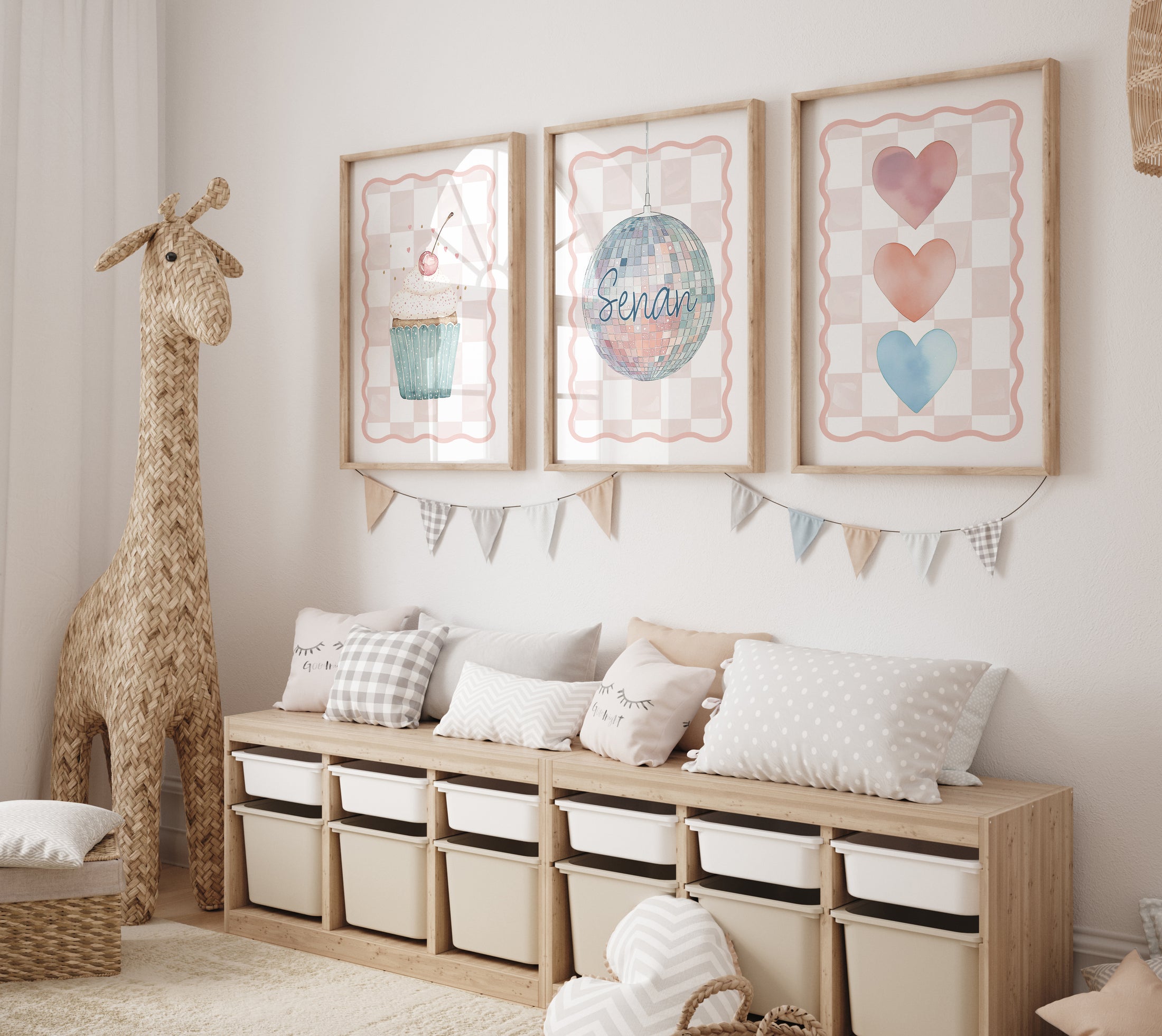 Personalised Disco | Set of 3 Prints | for Girls Room - RoseRowanDesign