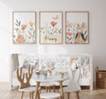 Load image into Gallery viewer, Personalised Wildflower Rabbit Set of 3 for Kids Nursery, Bedroom or Playroom - RoseRowanDesign
