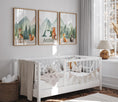 Load image into Gallery viewer, Personalised Woodland Animal | Set of 3 Prints | Forest & Mountain for Kids room - RoseRowanDesign
