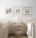 Load image into Gallery viewer, Rainbow, Flowers and Butterflies | Set of 3 Personalised Girls Room Decor - RoseRowanDesign
