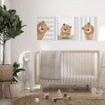 Load image into Gallery viewer, Personalised Strippy Bears | Set of 3 Prints | Choice of Colours | Nursery Wall Art - RoseRowanDesign
