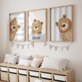 Load image into Gallery viewer, Personalised Strippy Bears | Set of 3 Prints | Choice of Colours | Nursery Wall Art - RoseRowanDesign
