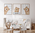 Load image into Gallery viewer, Personalised Strippy Bears | Set of 3 Prints | Choice of Colours | Nursery Wall Art - RoseRowanDesign
