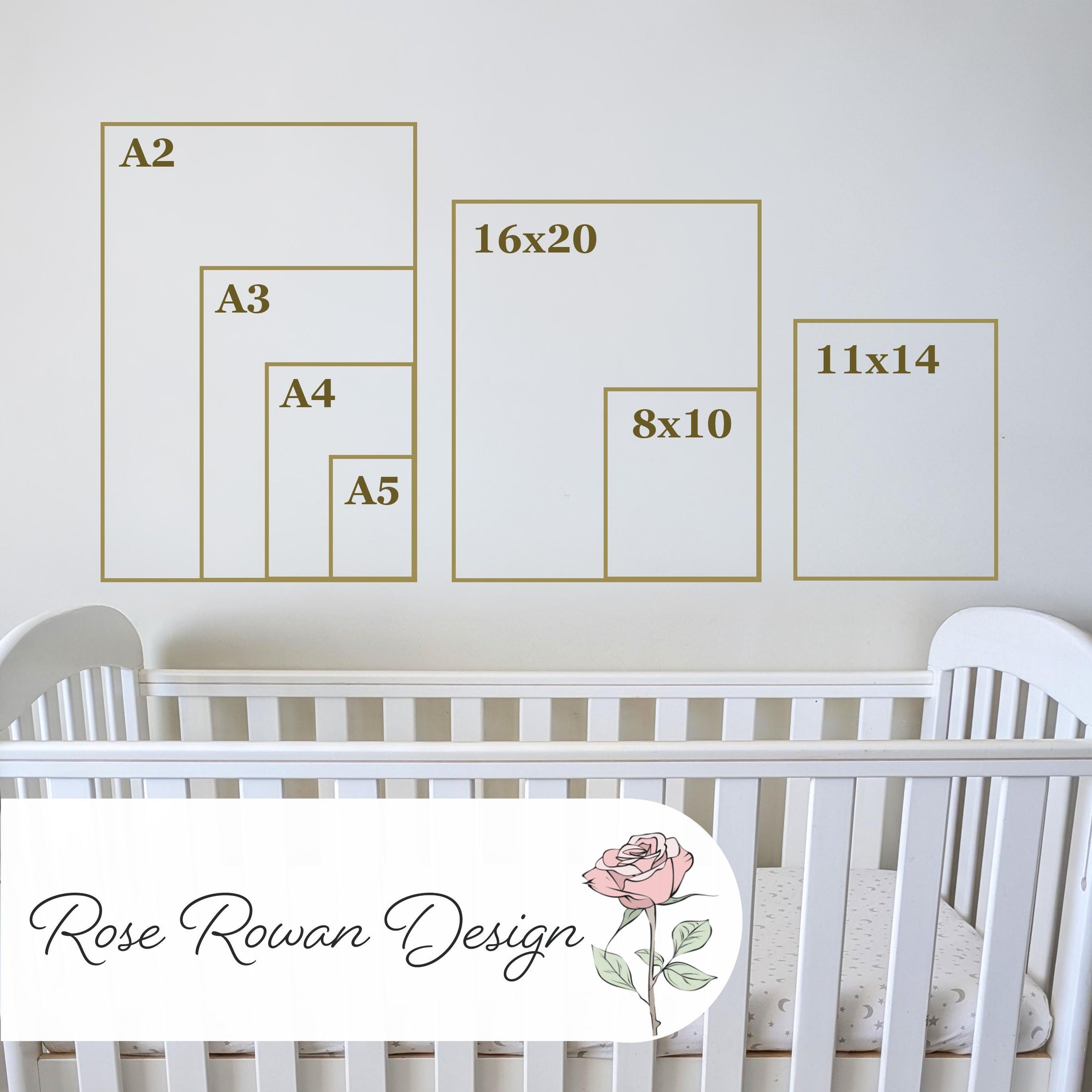 a white crib with a rose drawn on it