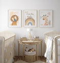 Load image into Gallery viewer, Boho Safari Animals Nursery Wall Art | Set of 3 Prints | Personalised Name - RoseRowanDesign

